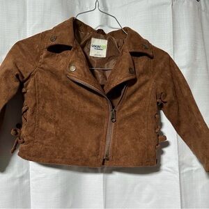 Genuine Kids brand faux suede moto jacket zip up baby toddler girls size 2T